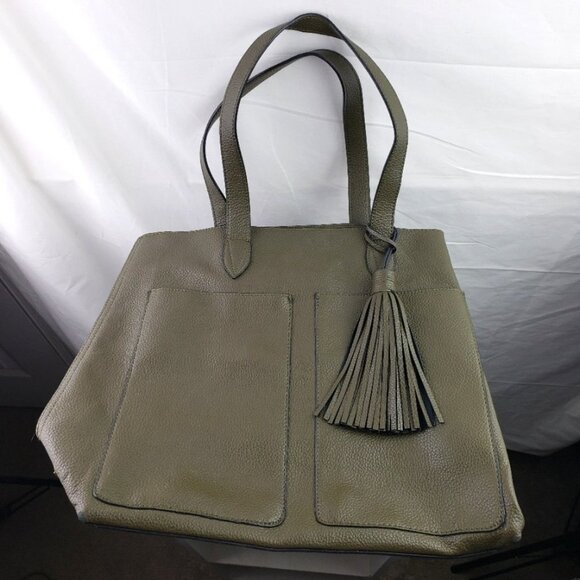 Steve Madden Handbags - Steve Madden Womens Olive Green Large Tote Bag Tassel